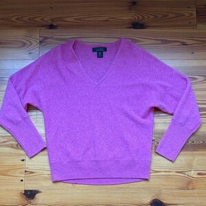 Tahari Vibrant Pink V-Neck Sweater